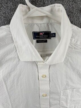 Vineyard Vines XL Cotton Cooper Men White Shirt Pocket Solid Button Up Preppy